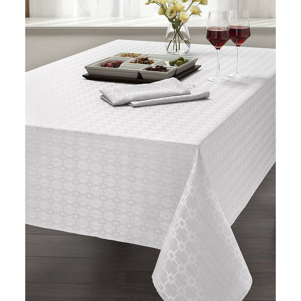 Chandler Collection Spill Proof Microfiber Tablecloth, Rectangle White, 52”x70"
